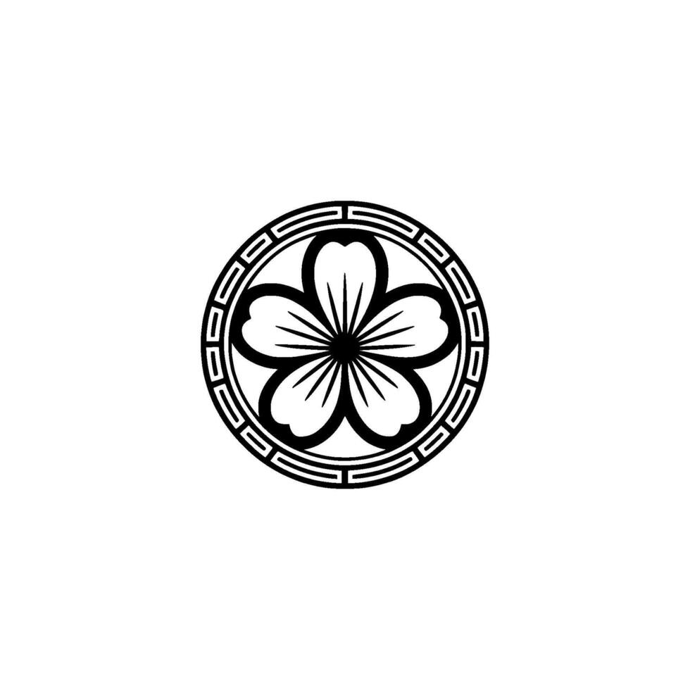 Black Floral Crest on Light Gray Background. vector