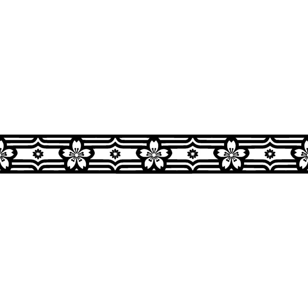 Minimalist Floral Border in Black on White. vector
