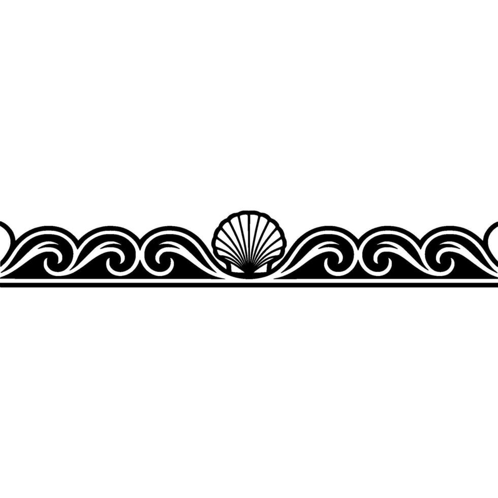 Elegant Seashell Border - , Black White, Minimalist Decor. vector