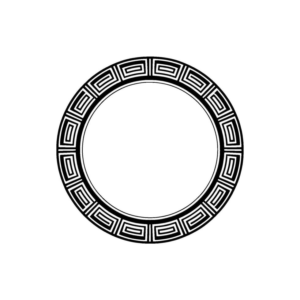Geometric Greek Key Circle on White Background. vector