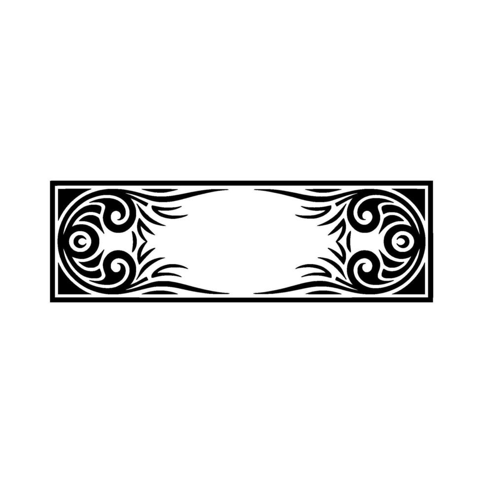 Elegant Tribal Frame Element, Black White, Decorative Border. vector