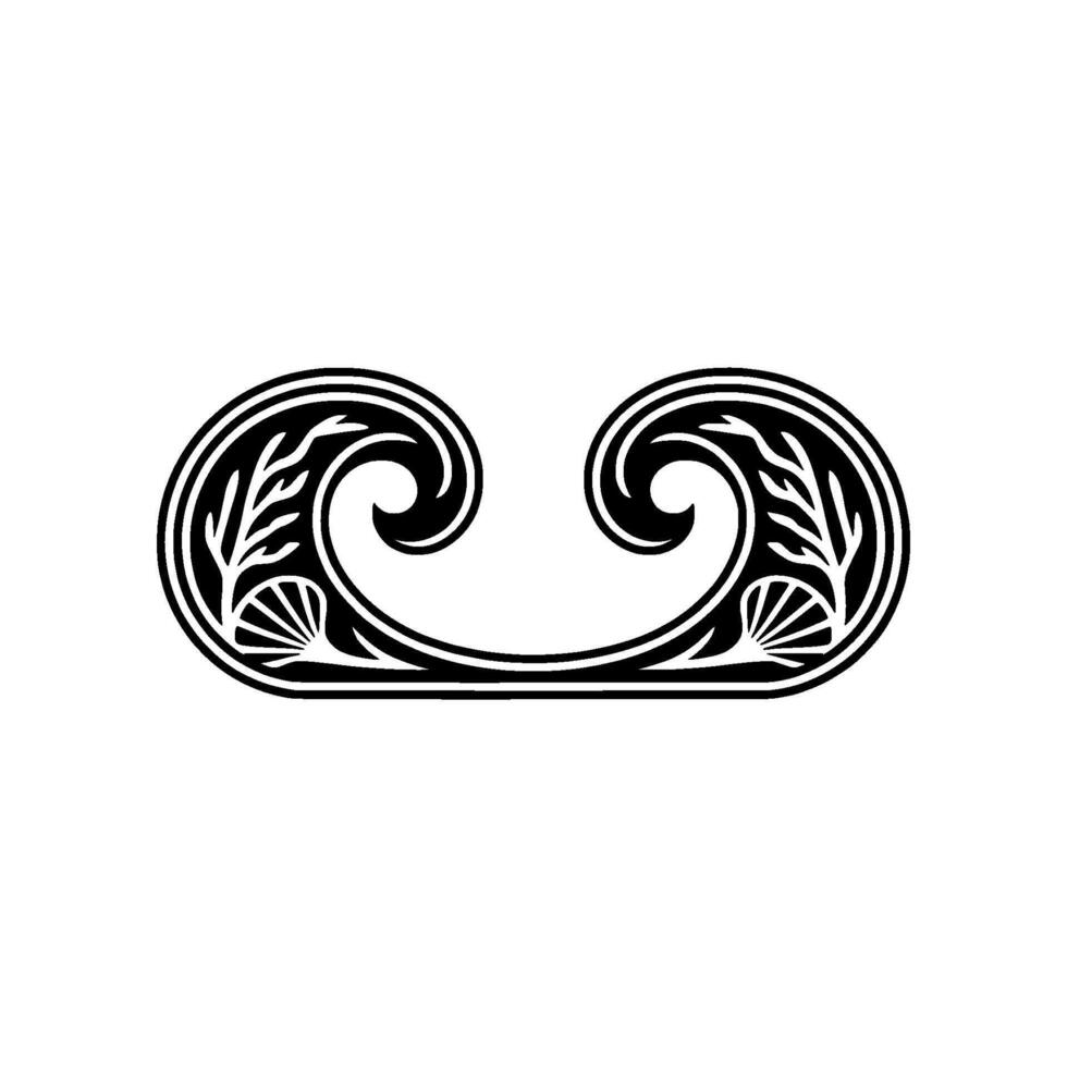 Ornate Black White Swirl Pattern, Decorative Element. vector