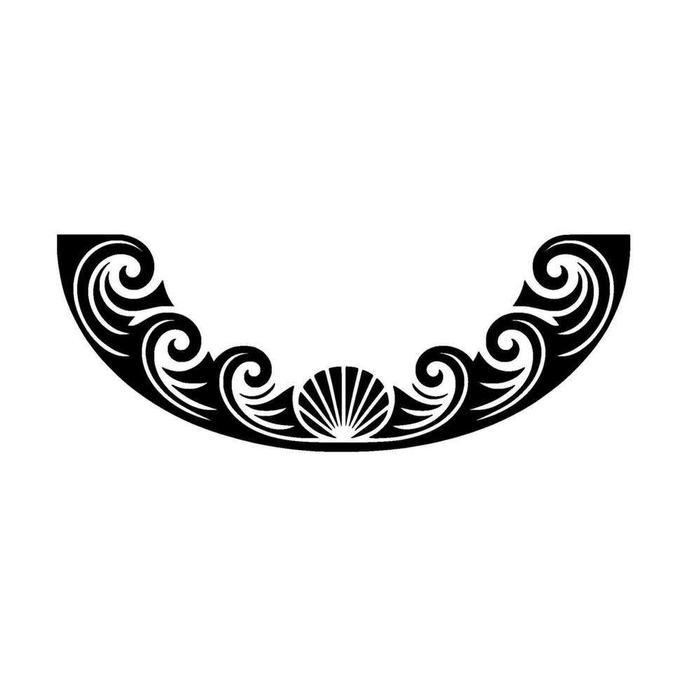 Elegant Black Scrollwork Arch Element, Illustration. vector