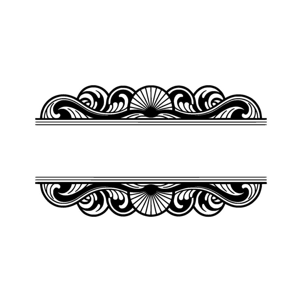 Art Deco Ornament, Black and White Frame, Elegant. vector