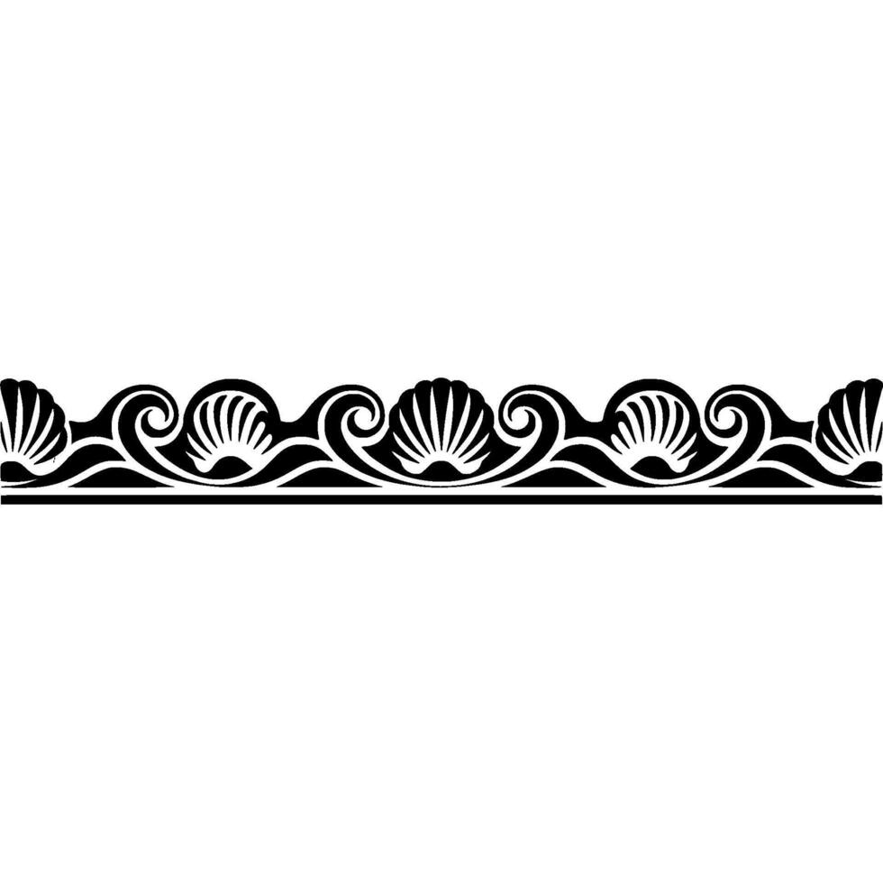 Elegant Black White Shell Border Decorative Motif. vector