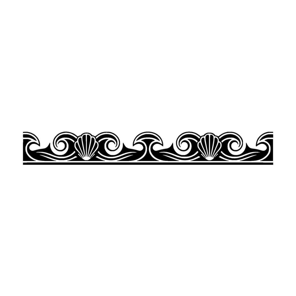 Decorative Ocean Wave Border with Shells, Illustration. vector