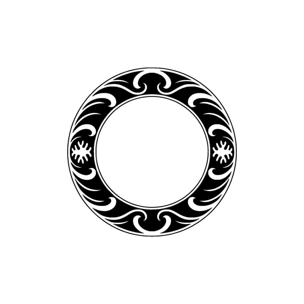 Ornate Circular Frame, Black and White Pattern on Light Background. vector