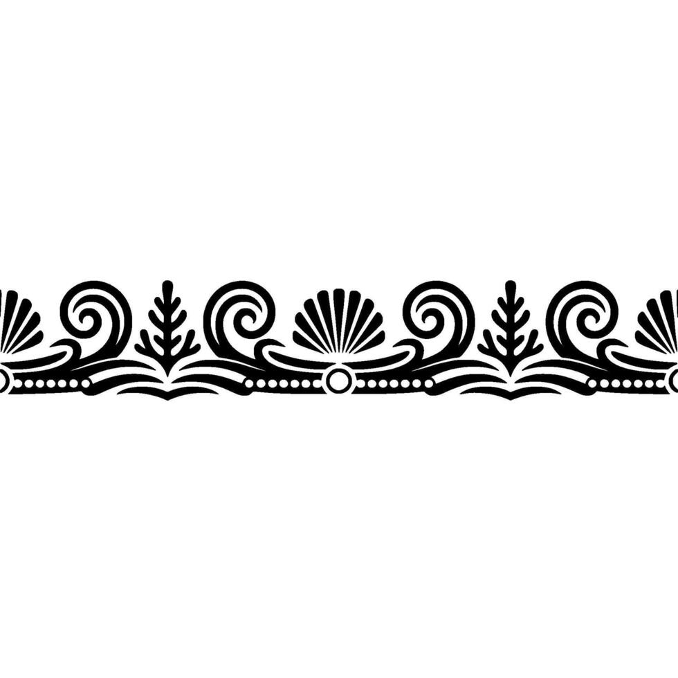 Elegant Black Border Classical Scroll Shell Motifs. vector