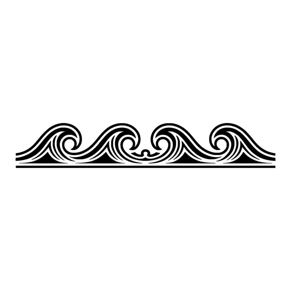 Ornate Wave Border Black Decorative Element. vector