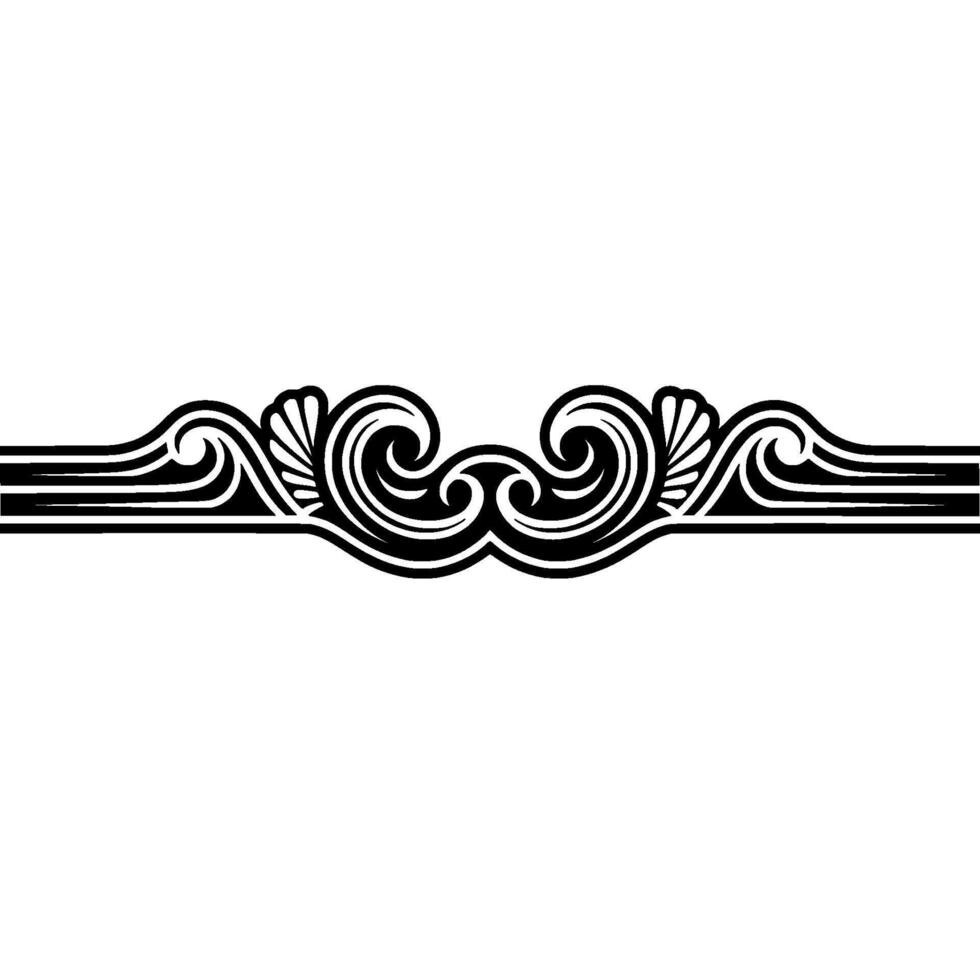 Elegant Black and White Decorative Swirls Border. vector