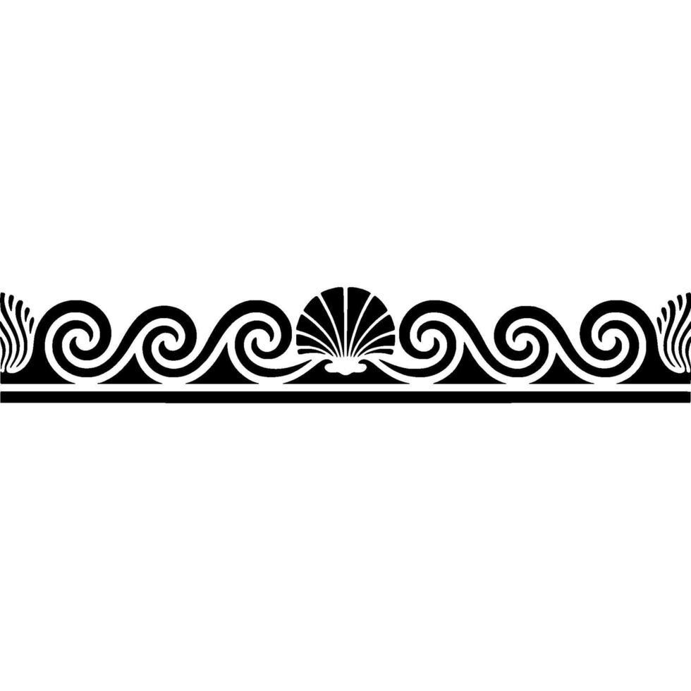 Decorative Black and White Greek Wave Border. vector