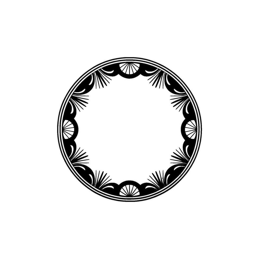 Elegant Black and White Circular Decorative Frame, Minimalist. vector