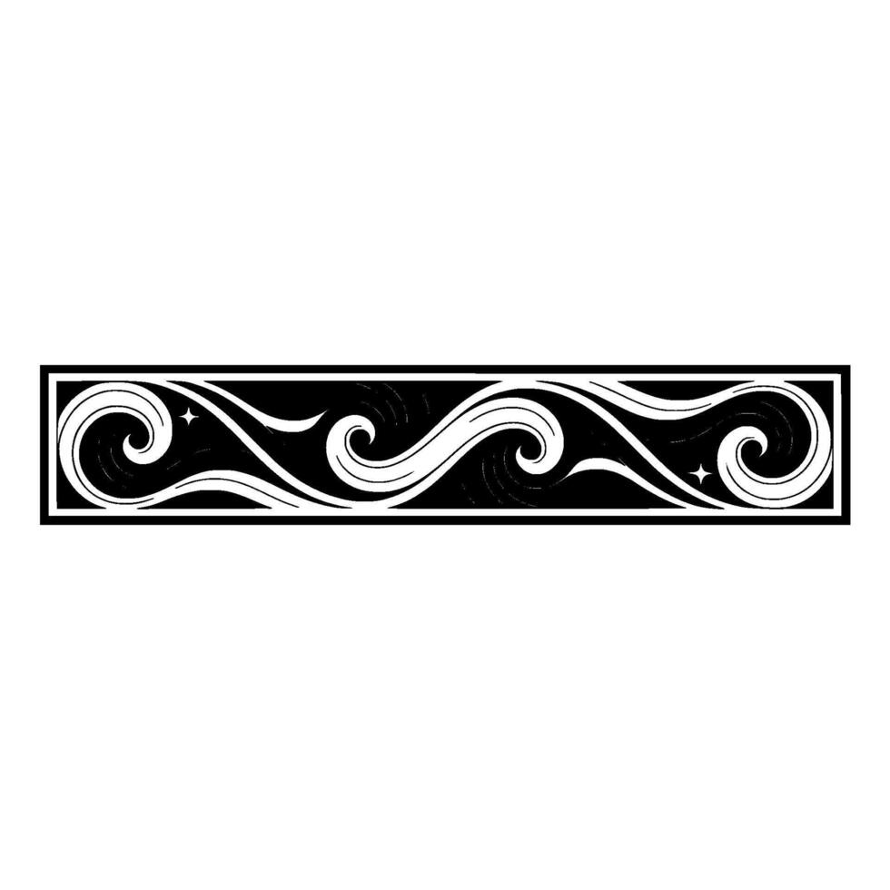 Decorative Black and White Wave Pattern with Star Accents. vector