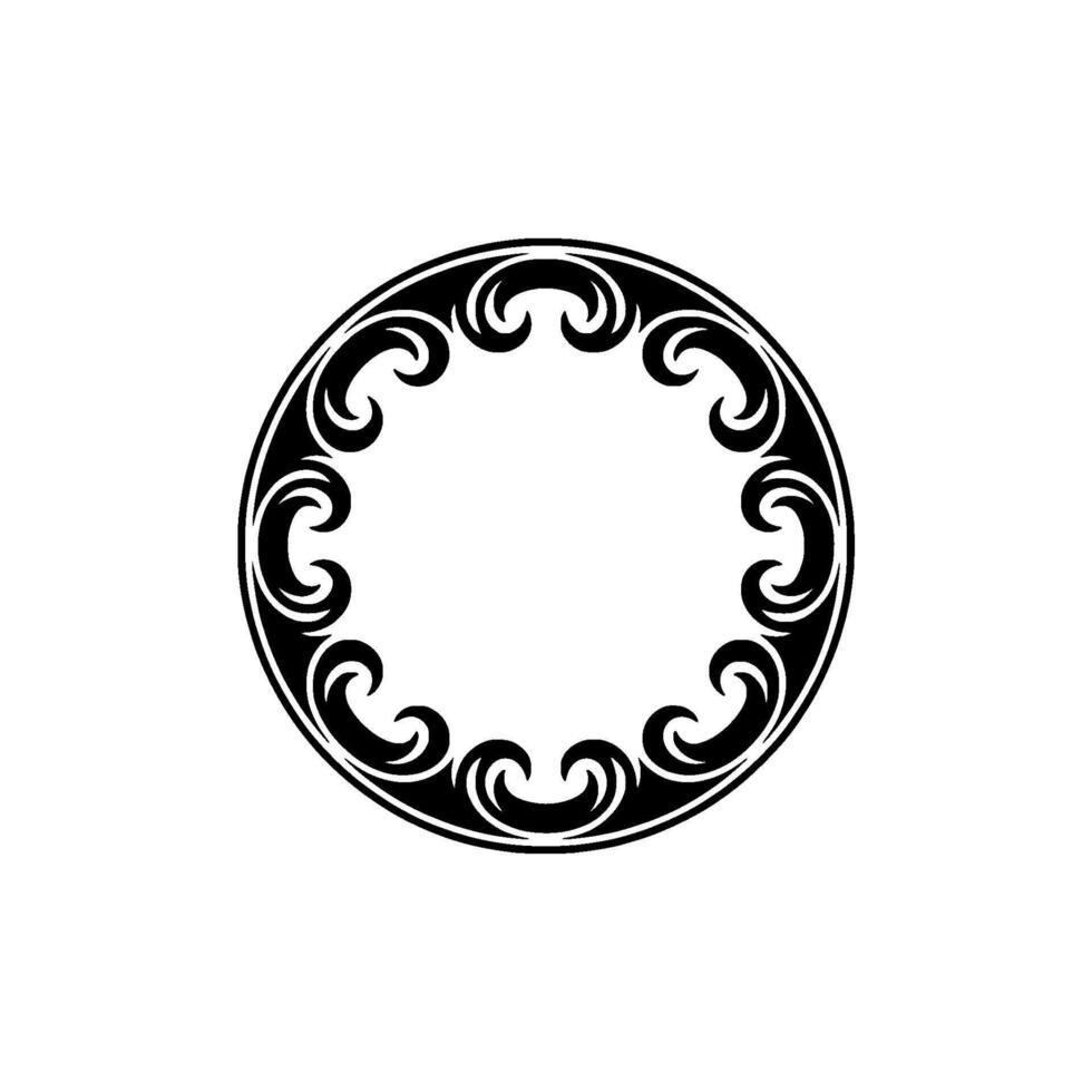 Elegant Black Circle Ornament on White Decorative Frame Element. vector