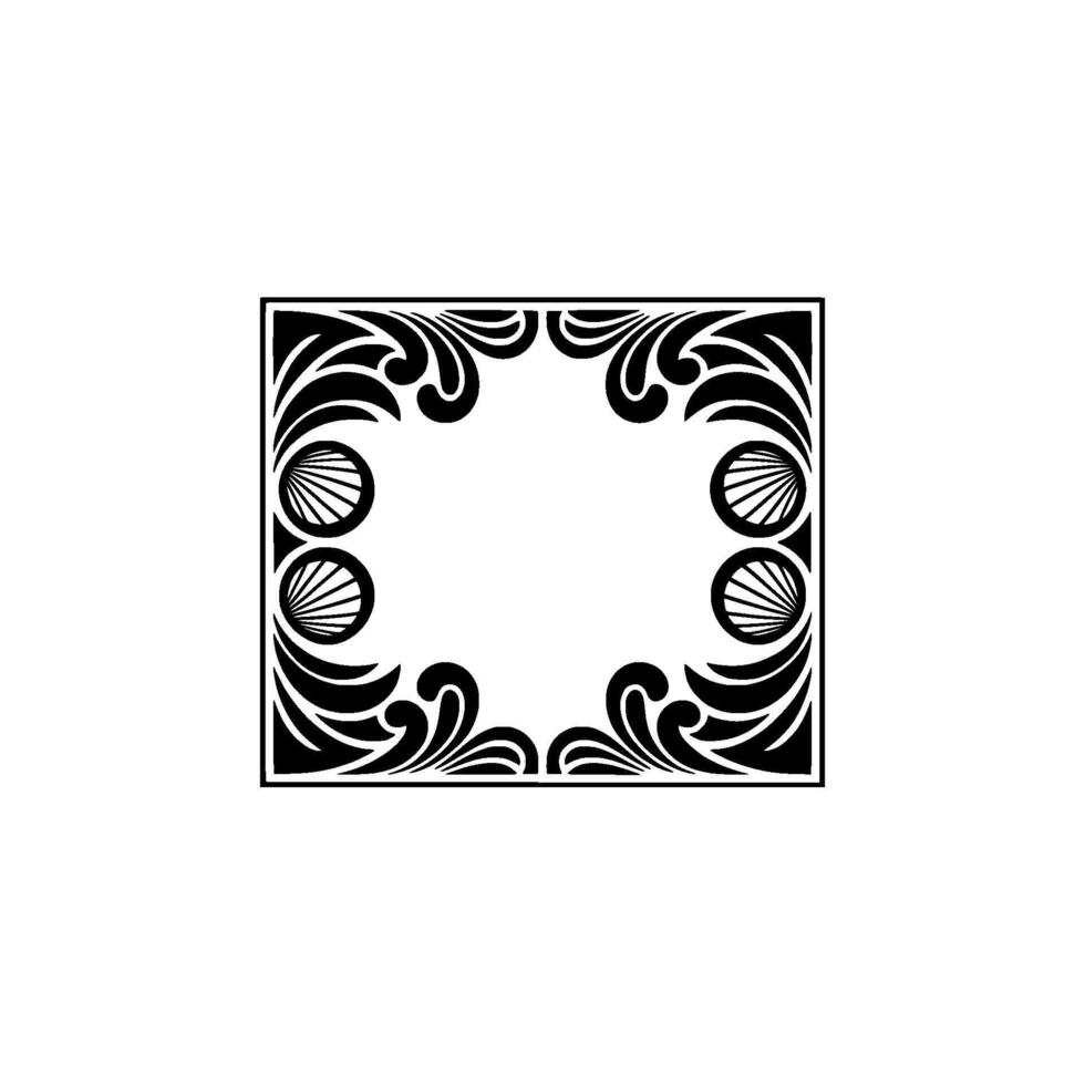 Art Deco Black White Decorative Frame, Elegant Border, Blank Space. vector