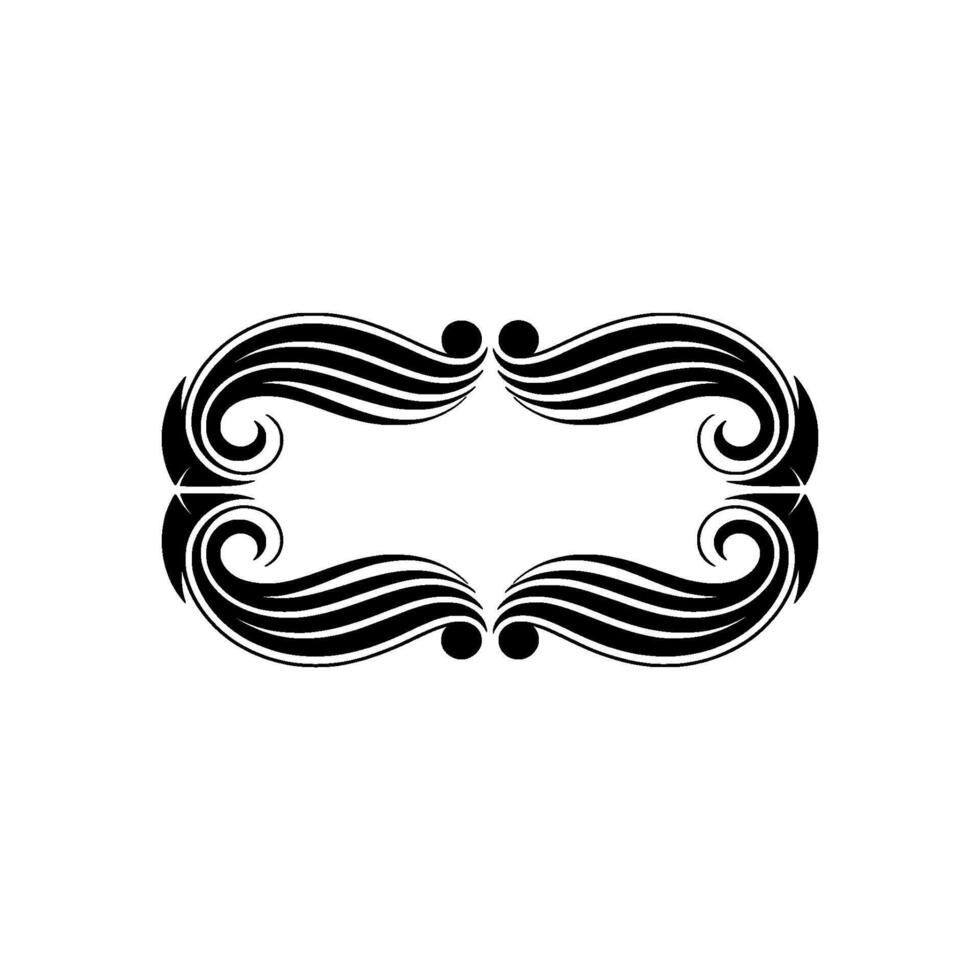 Elegant Black Frame Ornament on White Background, Decorative Swirls. vector