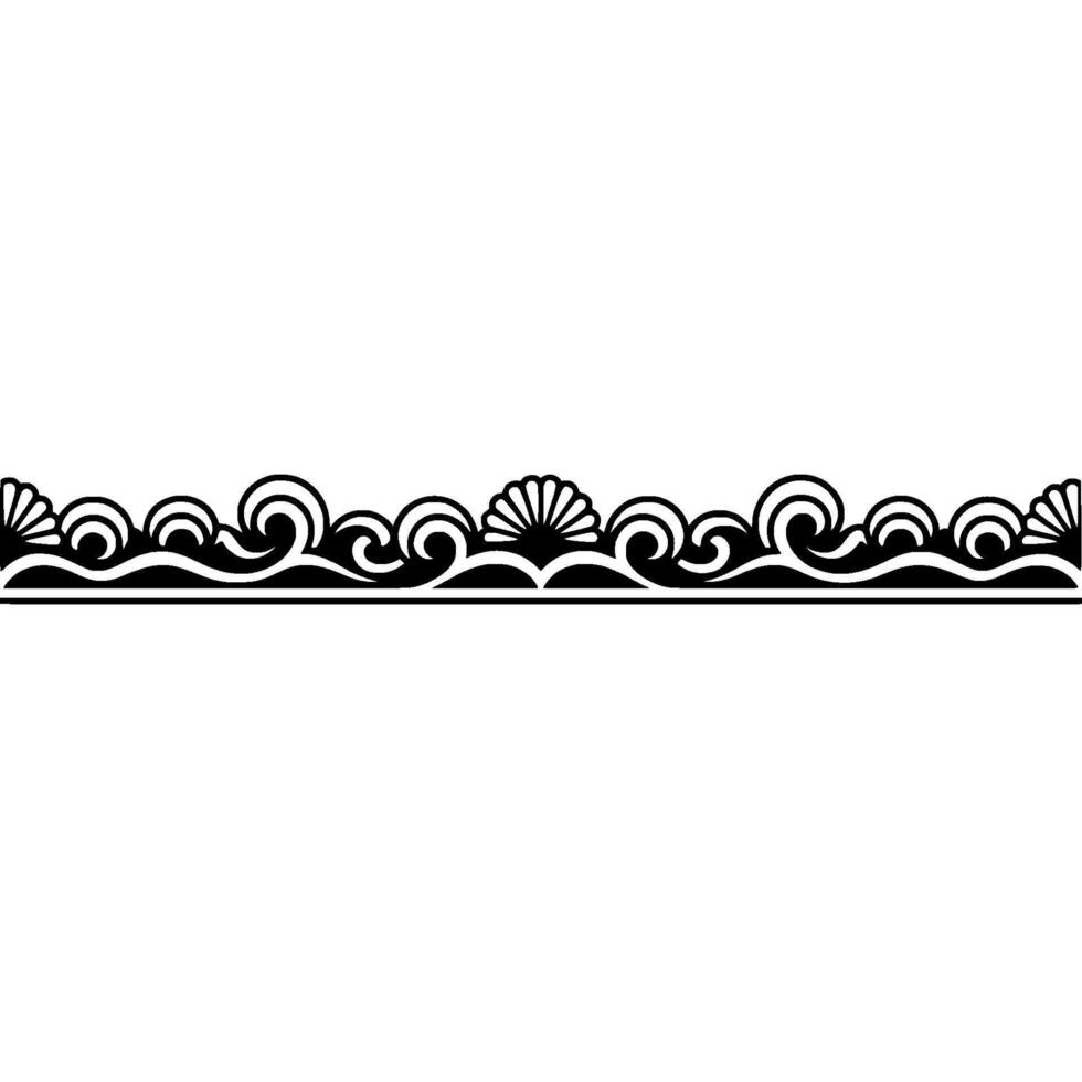 Elegant Black Decorative Border with Swirls and Shell Motif. vector