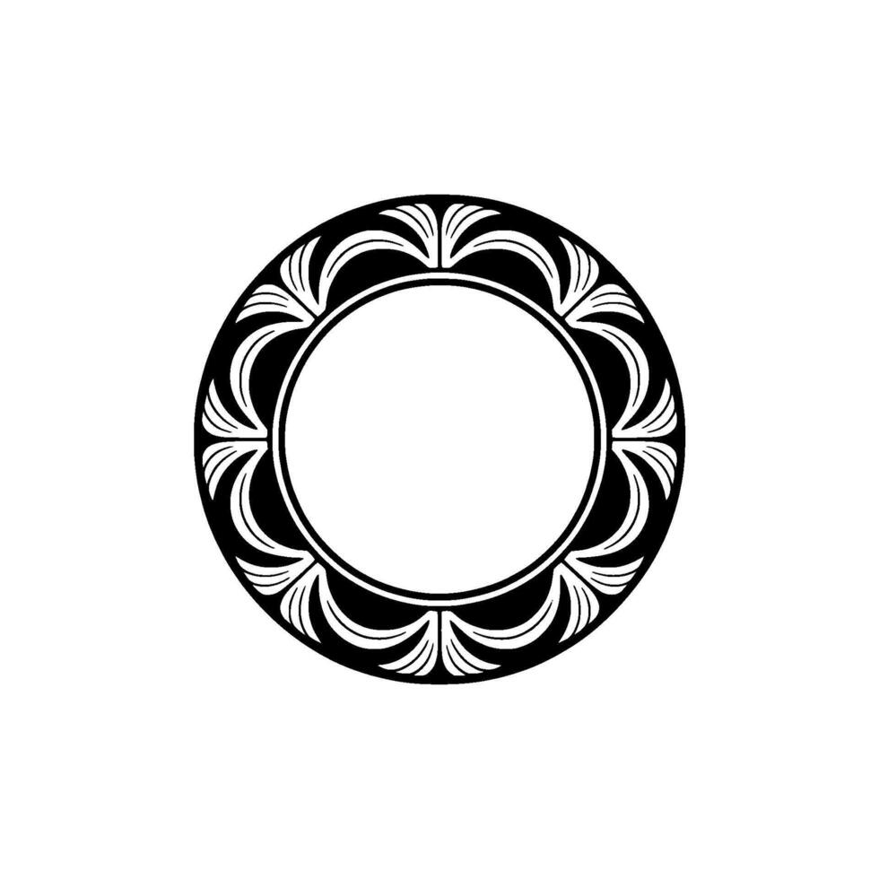 Decorative Circular Frame with Floral Elements on White Background. vector