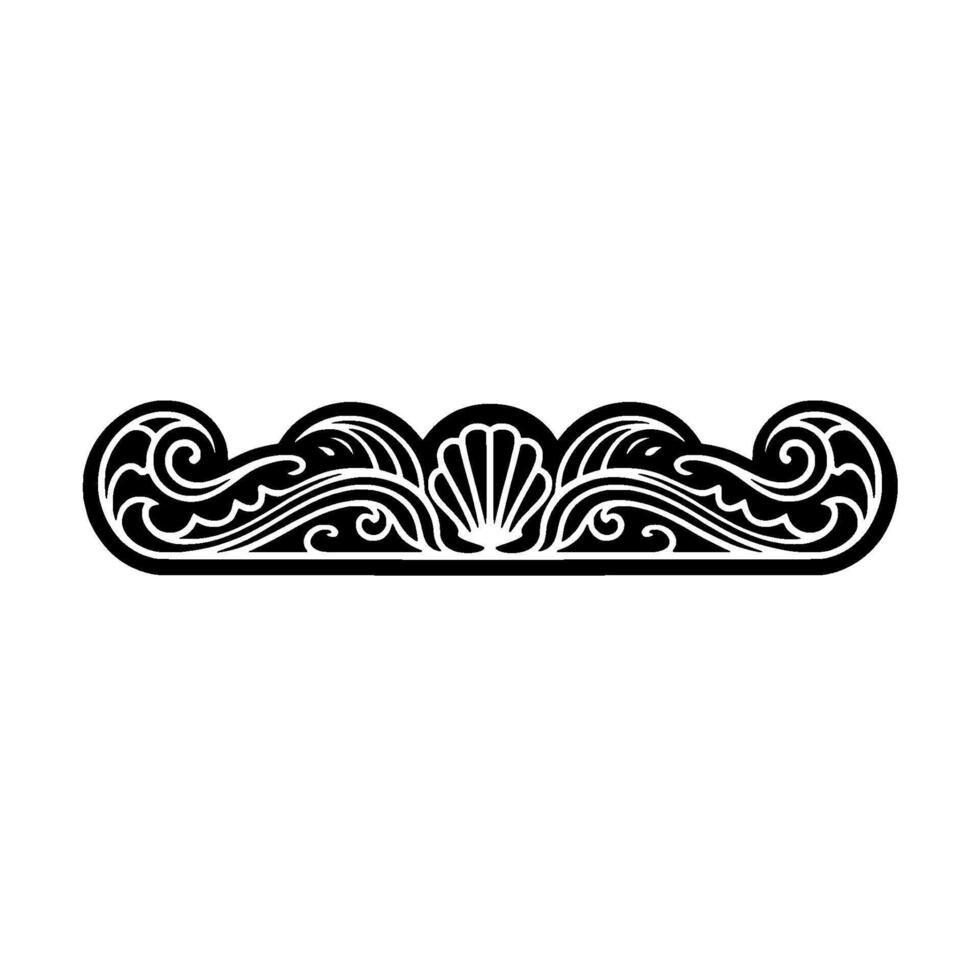 Elegant Sea-Themed Decorative Border in Black and White. vector