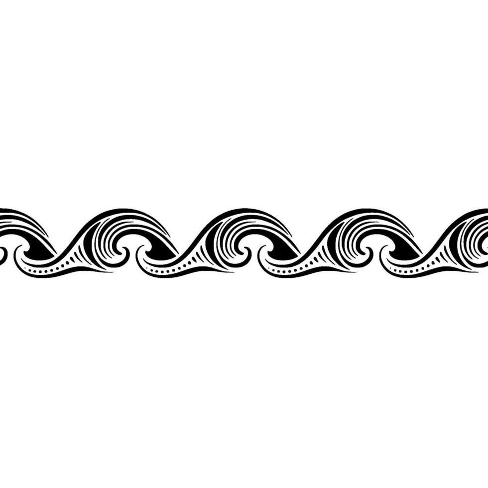 Black Wave Border , Abstract Ornament on Gradient Background. vector