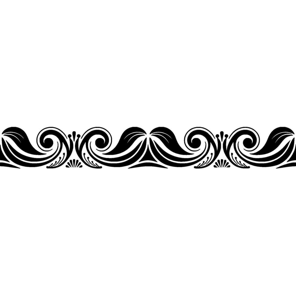 Elegant Black Ornamental Border with Swirls and Leaves. vector