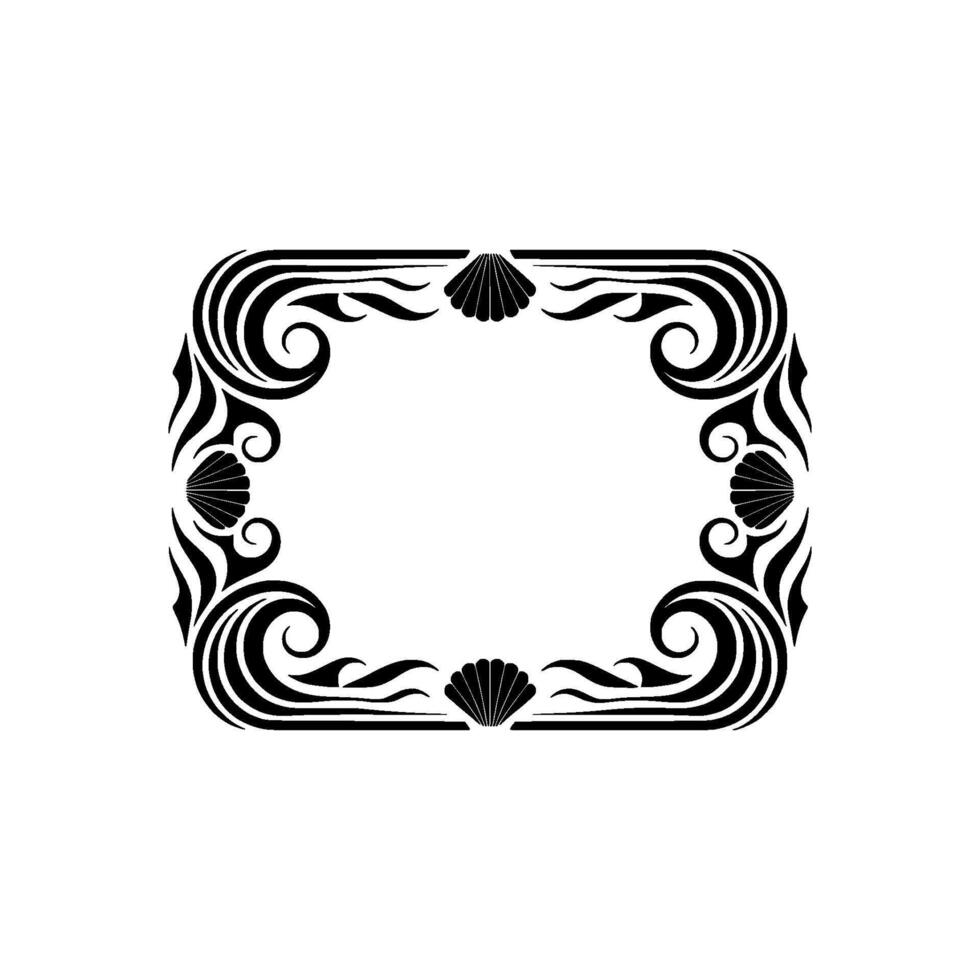 Elegant Black Seashell Frame on Gradient Background. vector