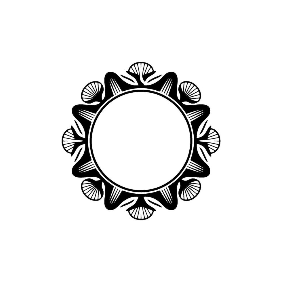 Elegant Circular Frame with Floral Accents on Gradiated Background. vector