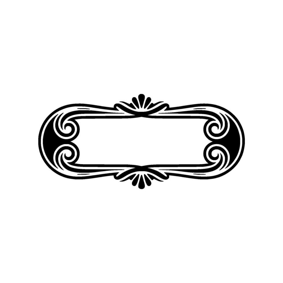 Elegant Art Nouveau Frame Black Ornamental on White Background. vector