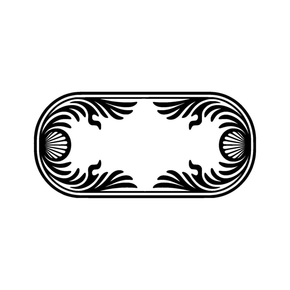 Decorative Floral Oval Frame, Black and White , Elegant. vector