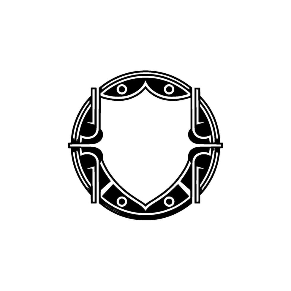 Geometric Shield Emblem Art Deco on Cream Background. vector