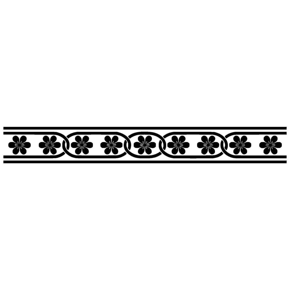 Elegant Floral Border in Black, Decorative Ornament. vector