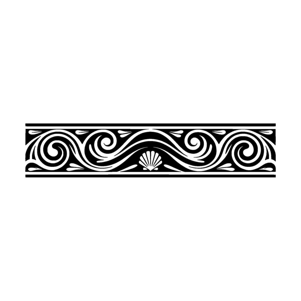 Elegant Coastal Border Swirls, Waves, Seashell. vector