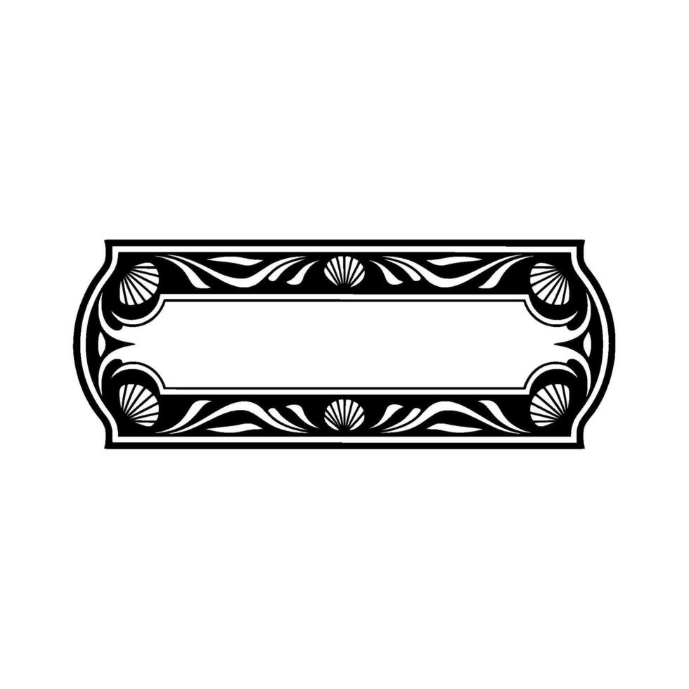 Elegant Art Deco Rectangular Label with Shell Motifs. vector