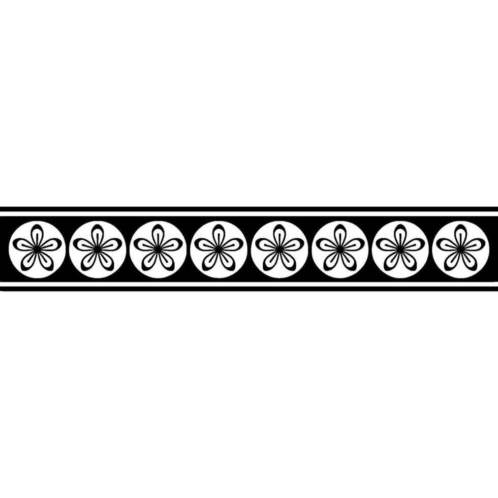Minimalist Floral Border - Black and White Repeating Pattern. vector