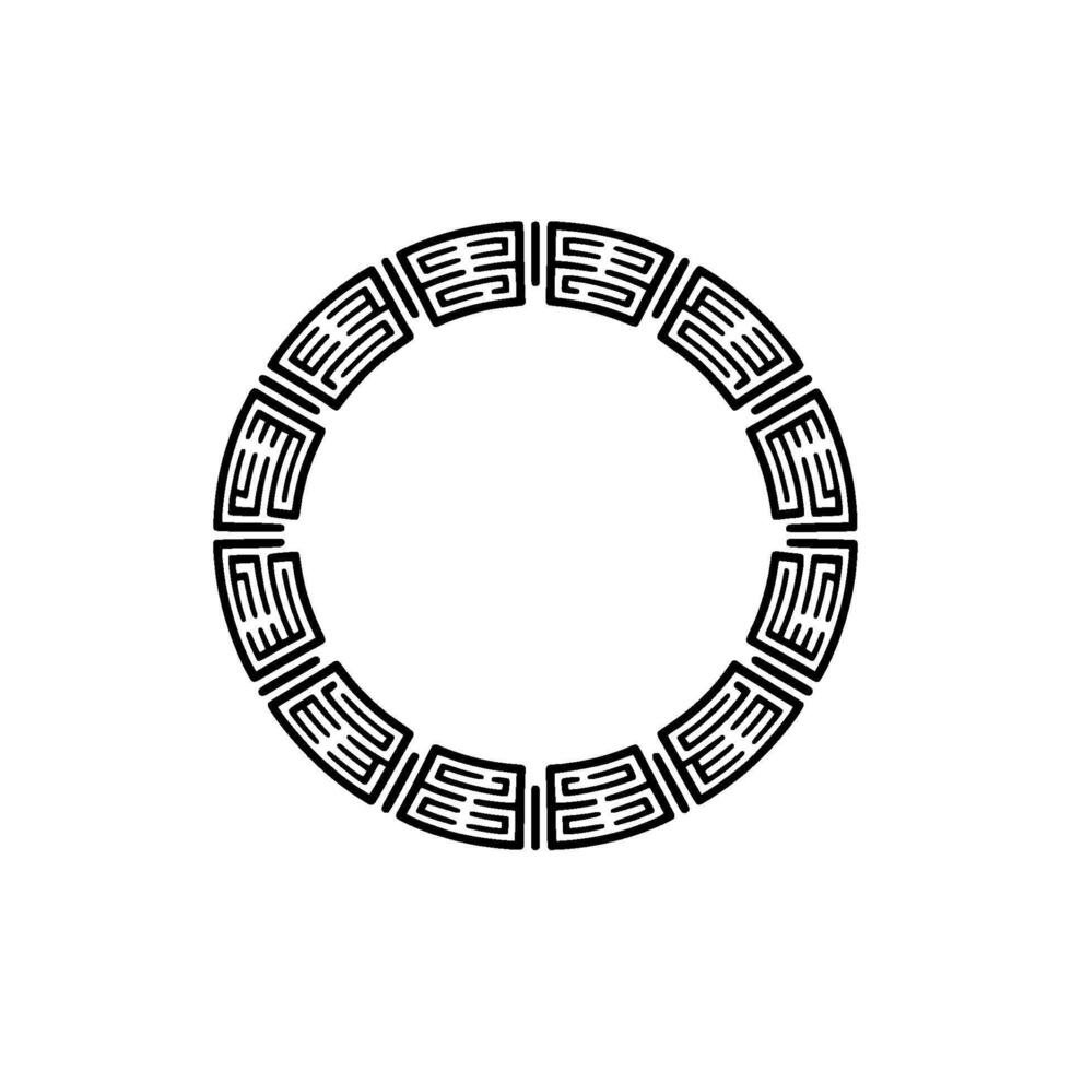 Geometric Circle Ornament, Minimalist Black and White on White Background. vector
