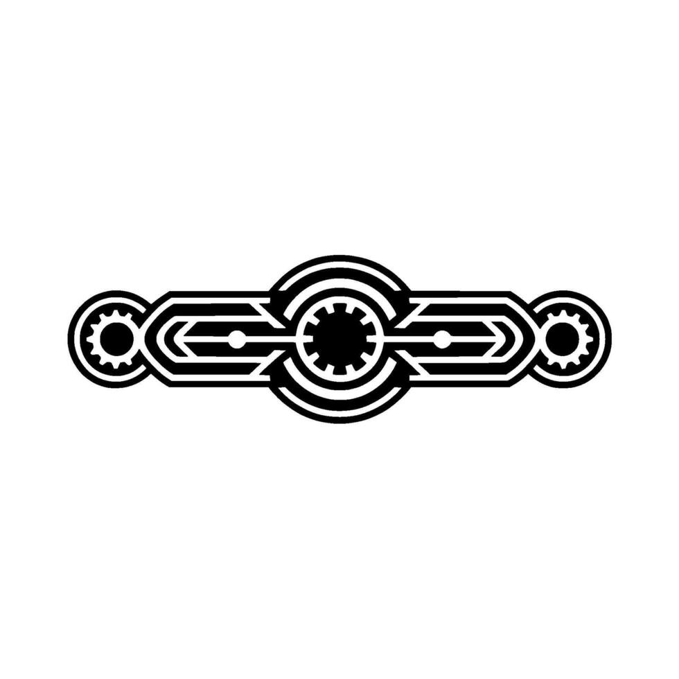 Geometric Black White Ornament , Abstract Technical Element. vector