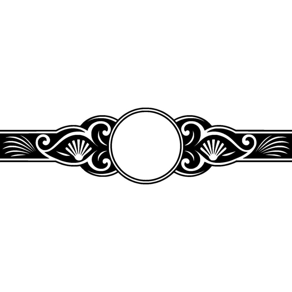 Elegant Black White Ornamental Frame with Circle Center. vector