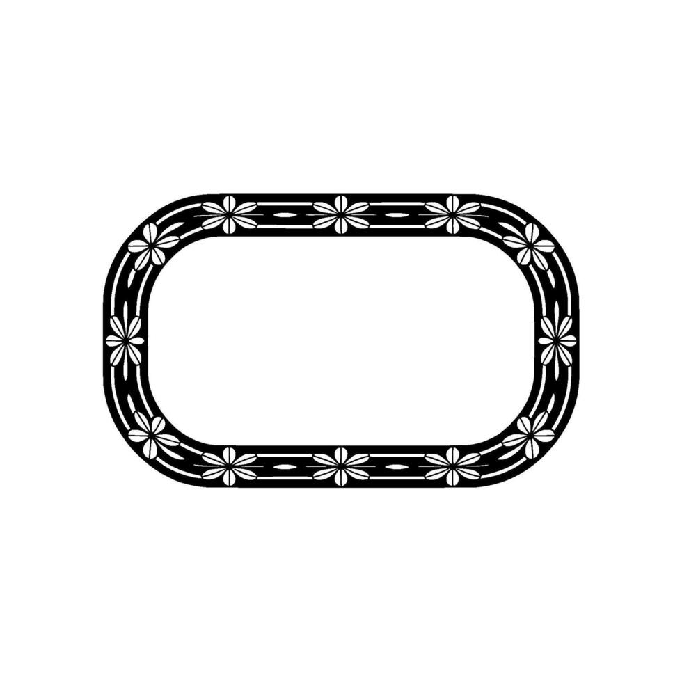 Floral Decorative Oval Frame, Minimalist , Isolated on White. vector