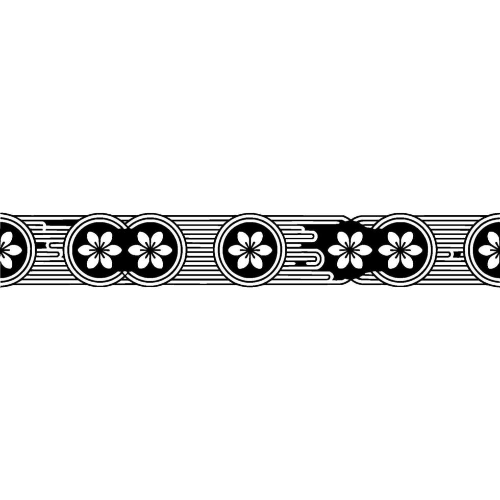 Japanese Floral Ornament Minimalist Black and White. vector