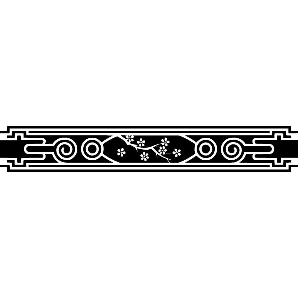 Elegant Japanese Cherry Blossom Border. vector