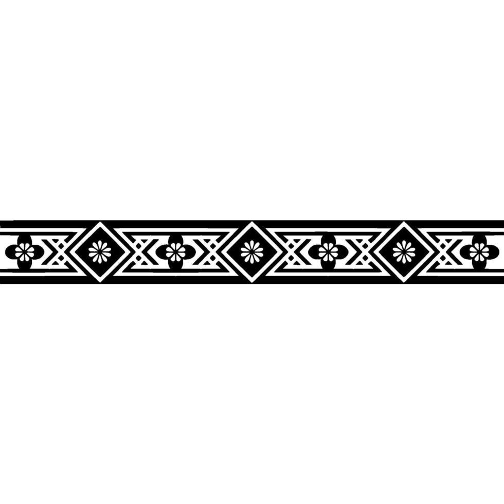 Geometric Border Ornamental Black Floral Pattern on Gradient Background. vector