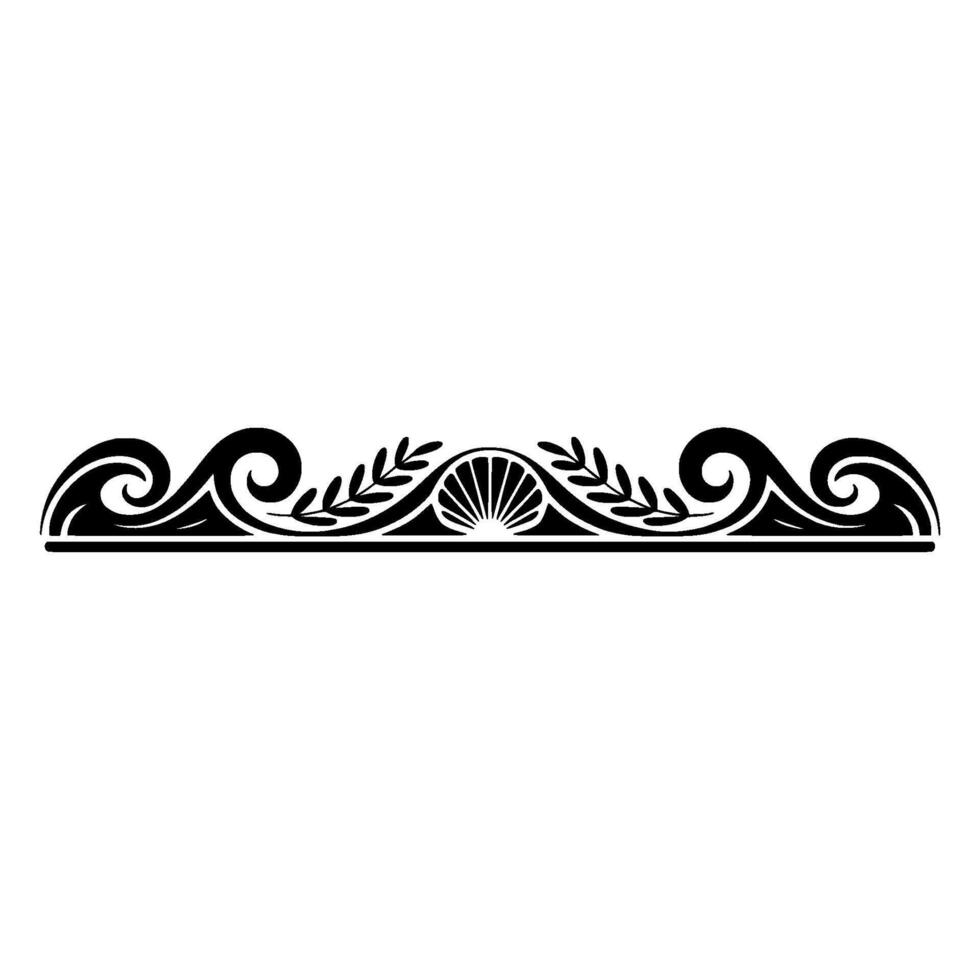 Elegant Black Border with Swirls, Foliage, and Sunburst Element. vector
