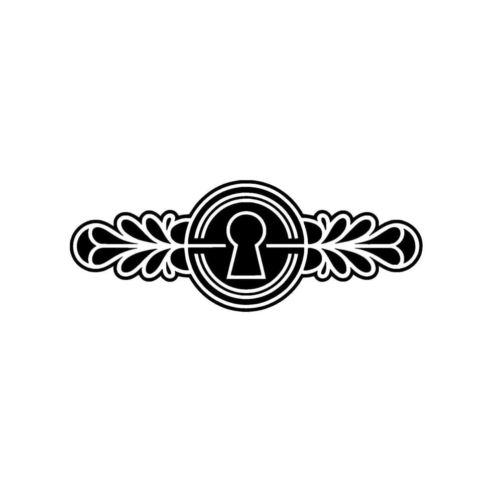 Elegant Keyhole Ornament Decorative Black White. vector