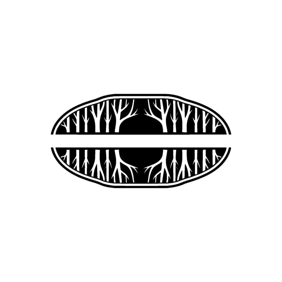 Symmetric Silhouette Forest on Grey, Modern Nature. vector