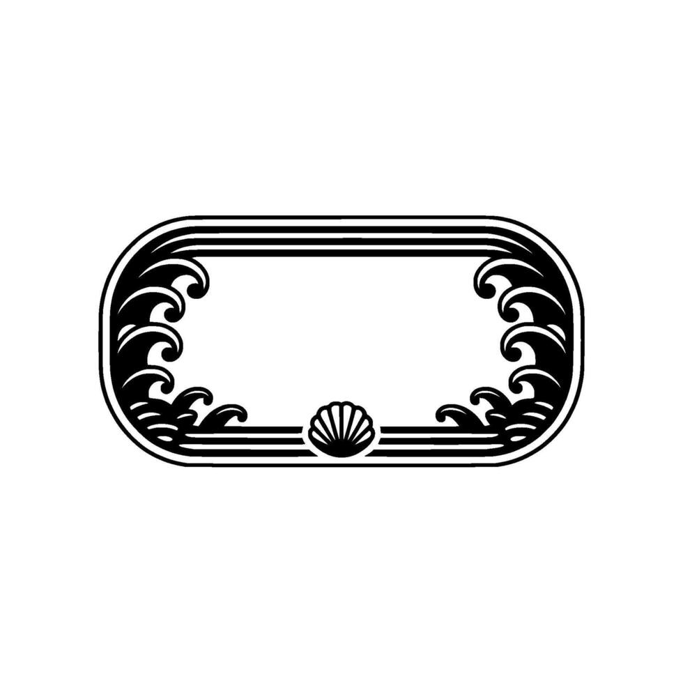 Elegant Ocean-Themed Frame, Art Deco Inspired Illustration. vector