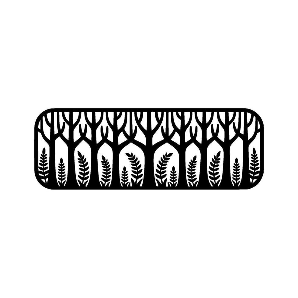 Black Silhouetted Forest on White Background. vector