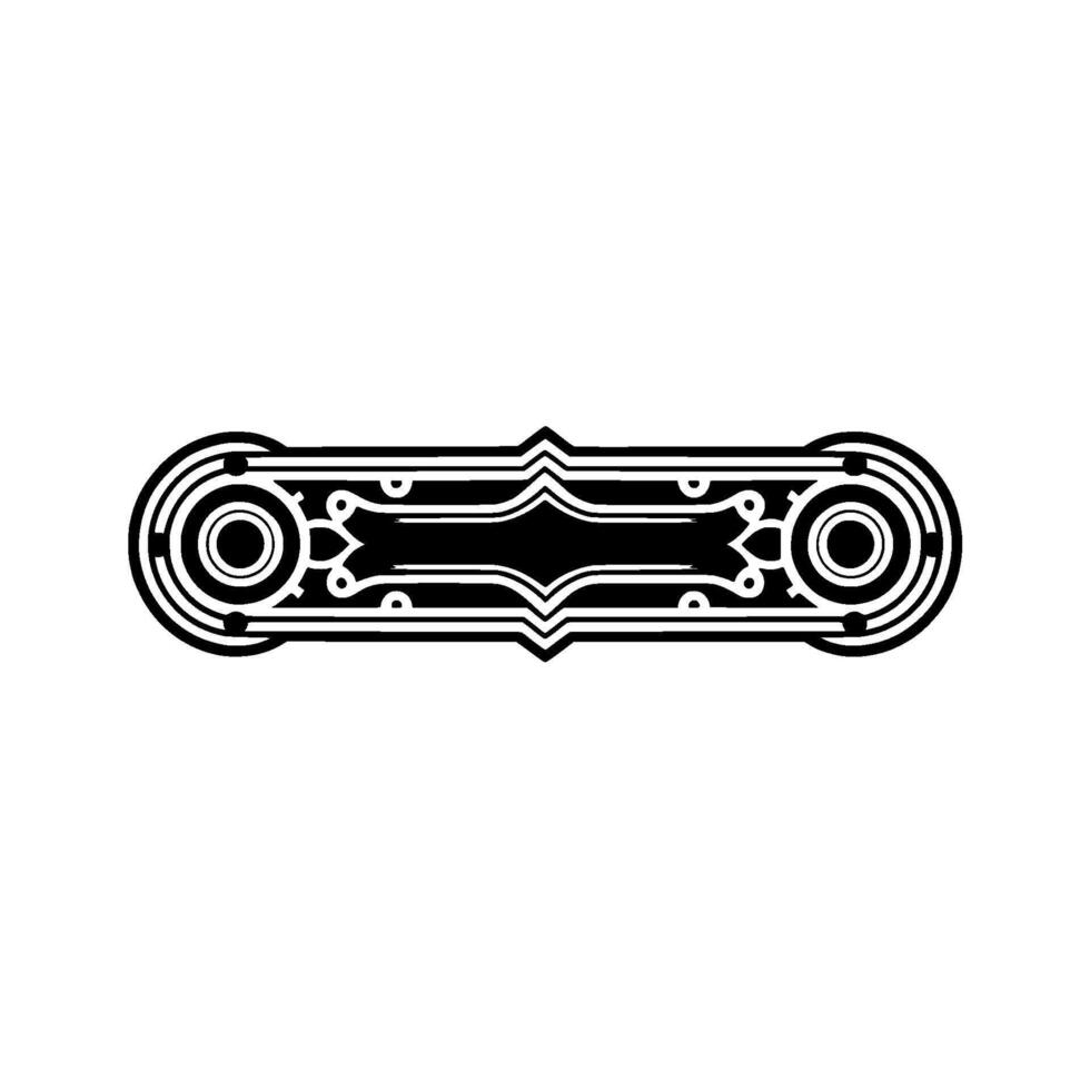 Art Deco Emblem Black and Silver Geometric Ornament on White. vector