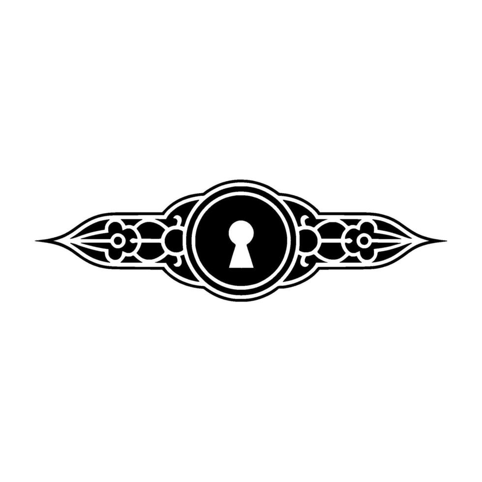 Decorative Keyhole Ornament, Minimalist Black and White. vector