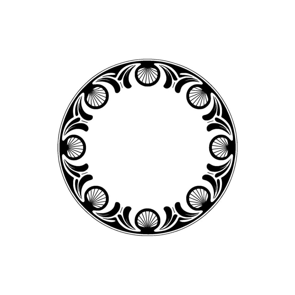 Elegant Art Deco Circle Frame - Black and White Decorative Border. vector