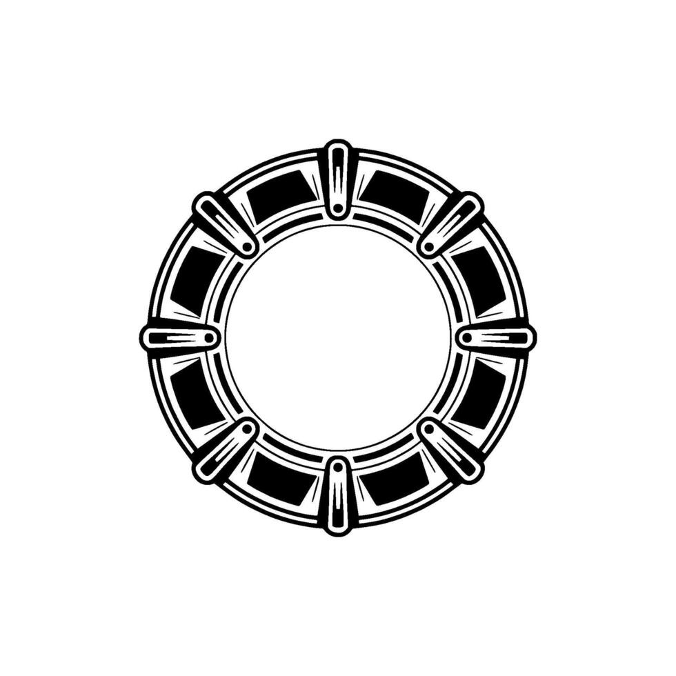 Art Deco Circle Element, Minimalist , Decorative Frame on White. vector
